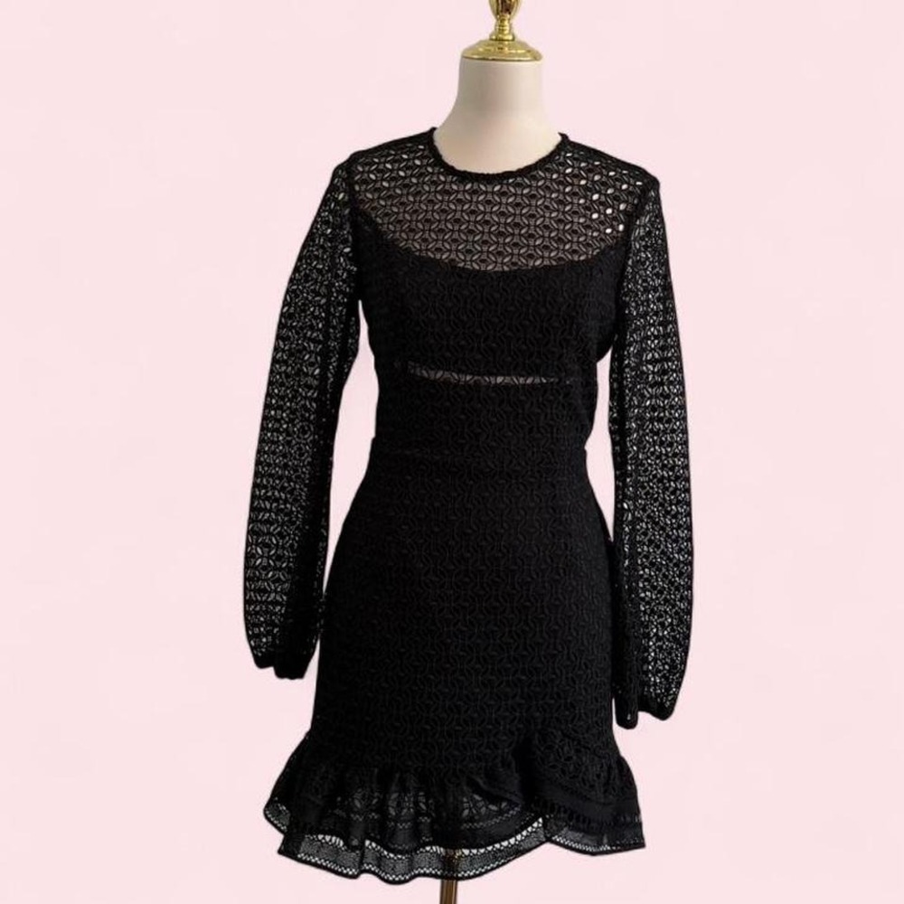 Bardot‎ Black Lace Long Sleeve Mini Dress - M/8